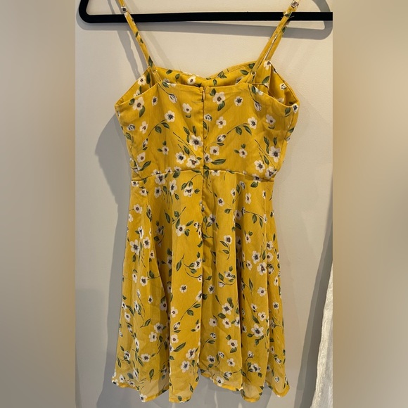 LULUS Daisies Go By Mustard Yellow Floral Print Mini Dress - Picture 2 of 7